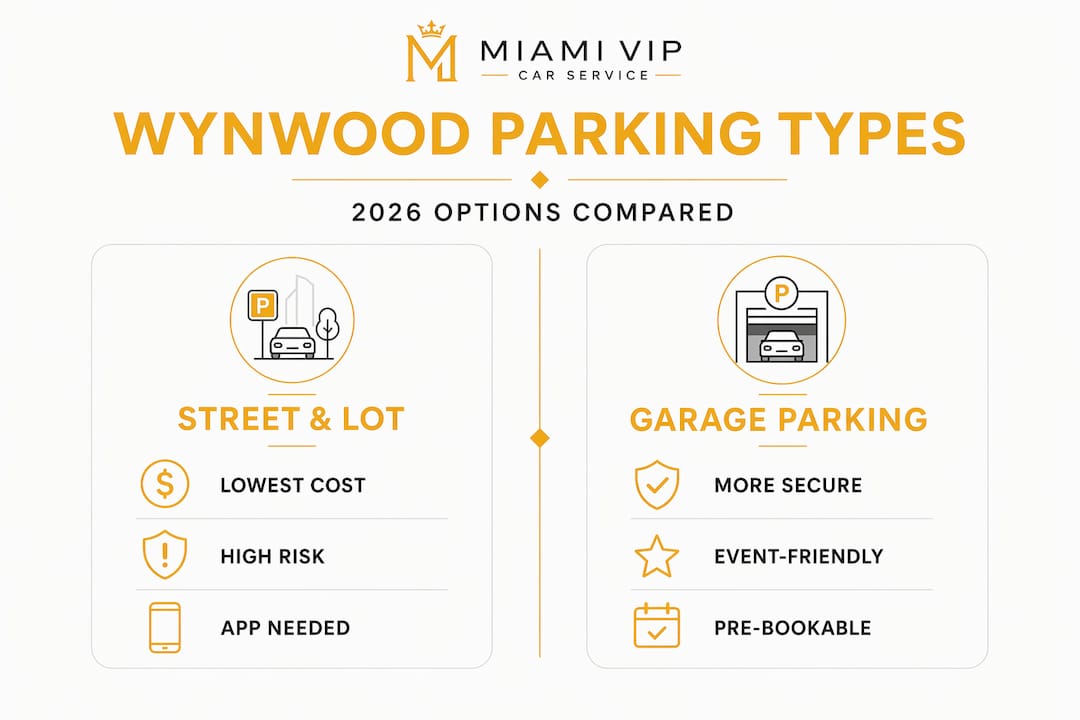 Miami VIP Car Service - 1778989237052 Infographic comparing Wynwood parking types and benefits Infographic comparing Wynwood parking types and benefits