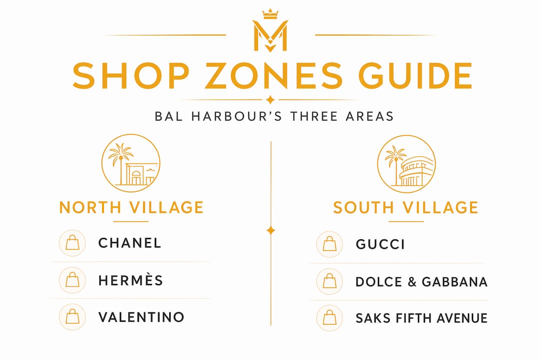 Infographic comparing North and South Village boutiques