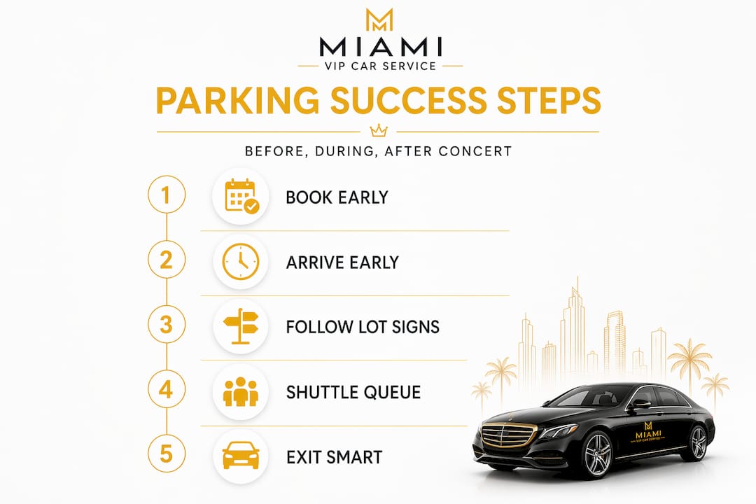 Infographic of steps for stadium parking success