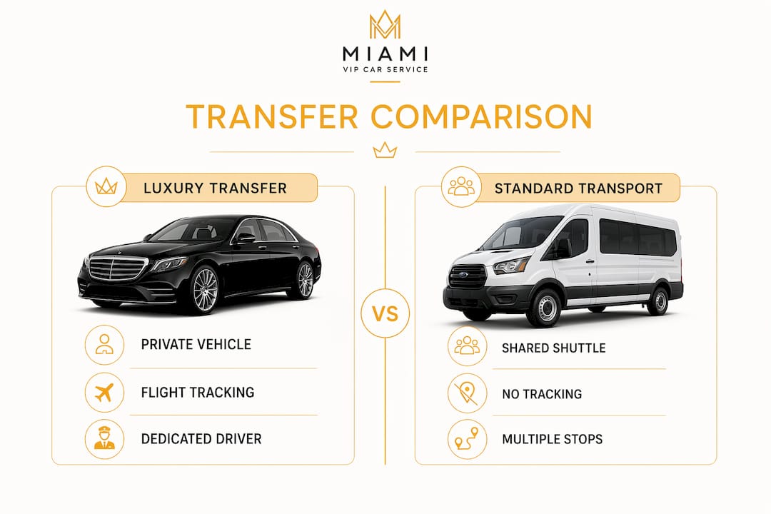 Infographic comparing luxury and standard cruise transfers