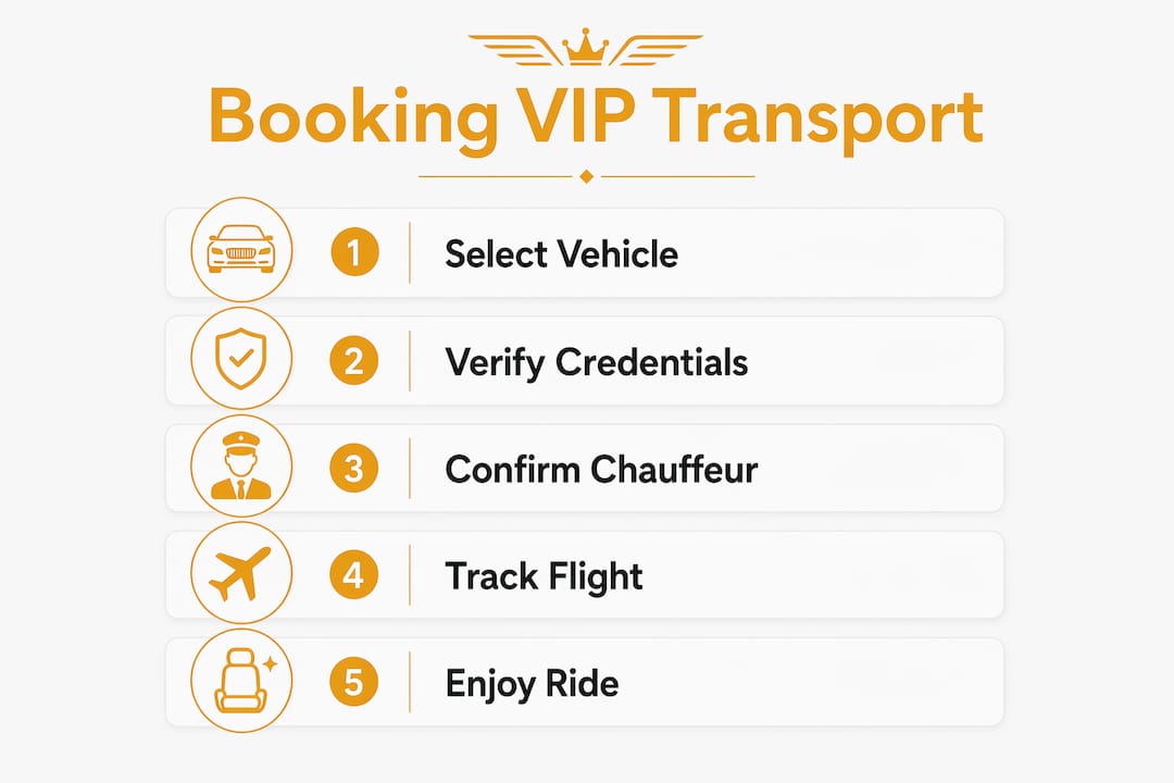 Miami VIP Car Service - 1781077005133 Infographic showing VIP transport booking steps Infographic showing VIP transport booking steps