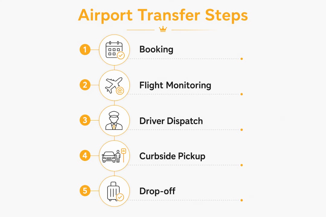 Miami VIP Car Service - 1781771638305 Infographic illustrating airport transfer step by step process Infographic illustrating airport transfer step-by-step process