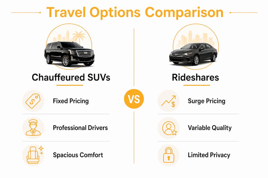 Infographic comparing chauffeured SUVs to rideshares