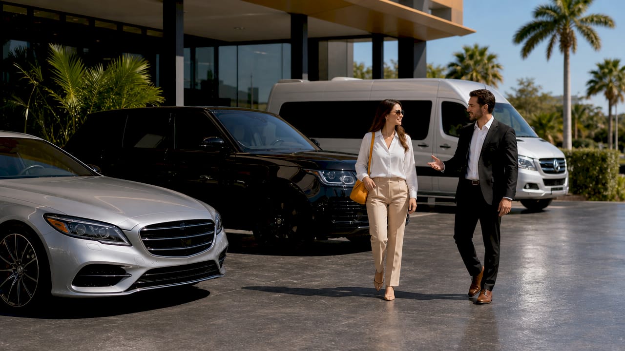 Luxury vehicle fleet in Miami showroom