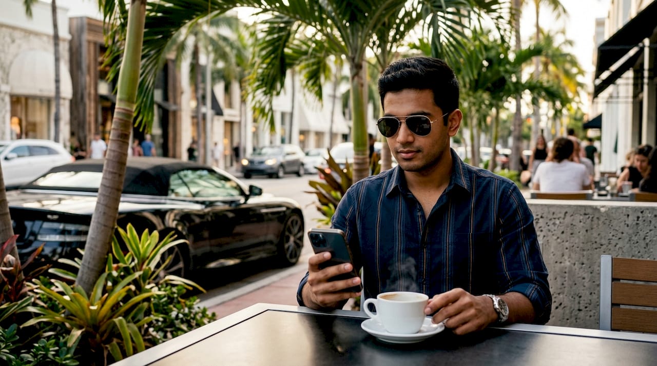 Man booking private airport transfer at home