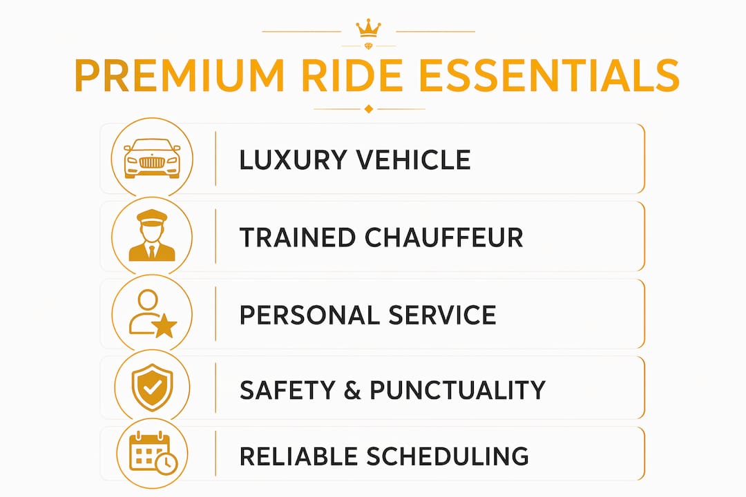Infographic showing key features of premium chauffeured rides