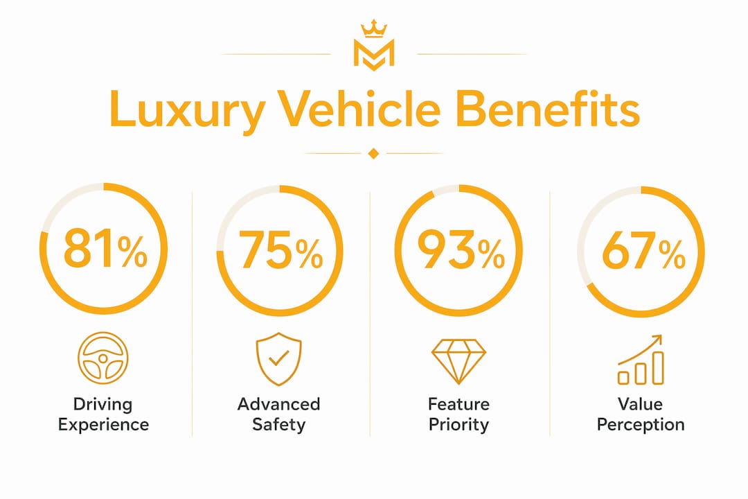 Infographic showing luxury vehicle benefits statistics