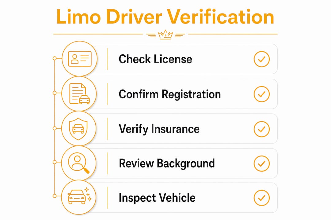 Infographic outlining limo driver verification steps