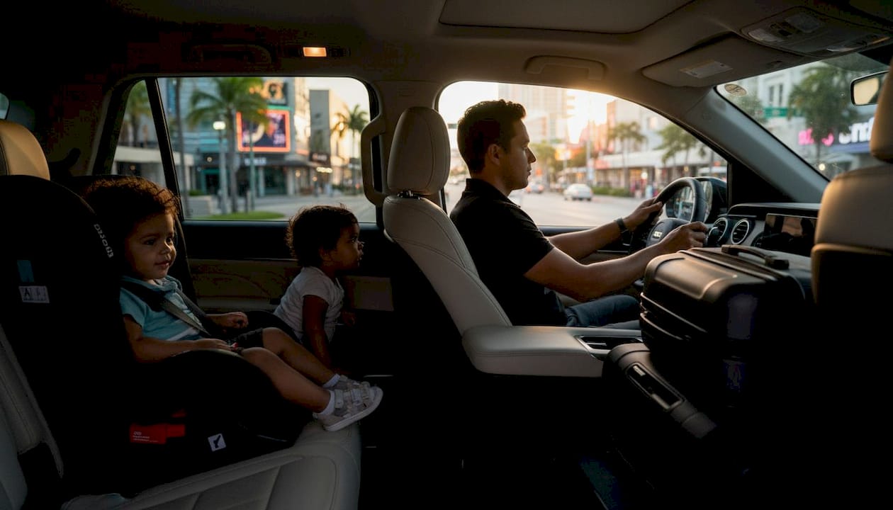 Family enjoying tailored vehicle airport transfer
