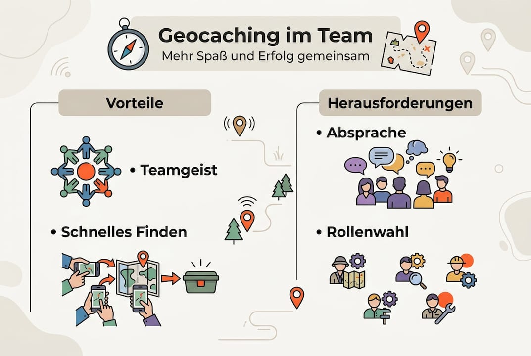 Infografik: Team-Geocaching – Chancen und Stolpersteine