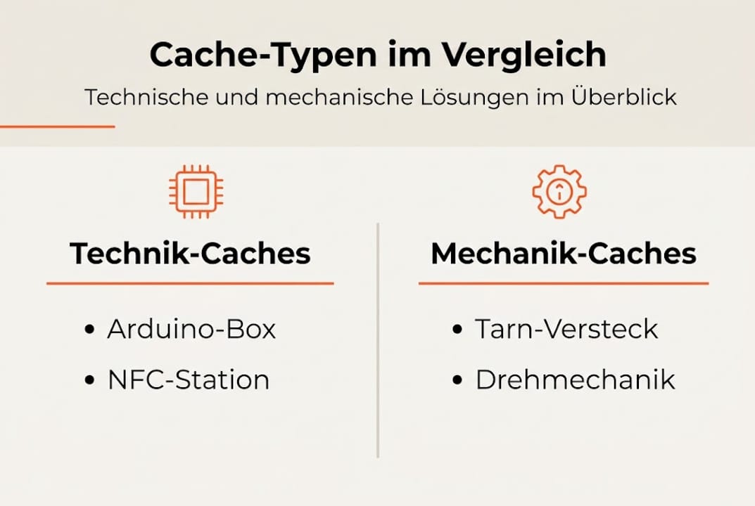 Übersichtsgrafik: Technik-Caches im Vergleich zu Mechanik-Caches