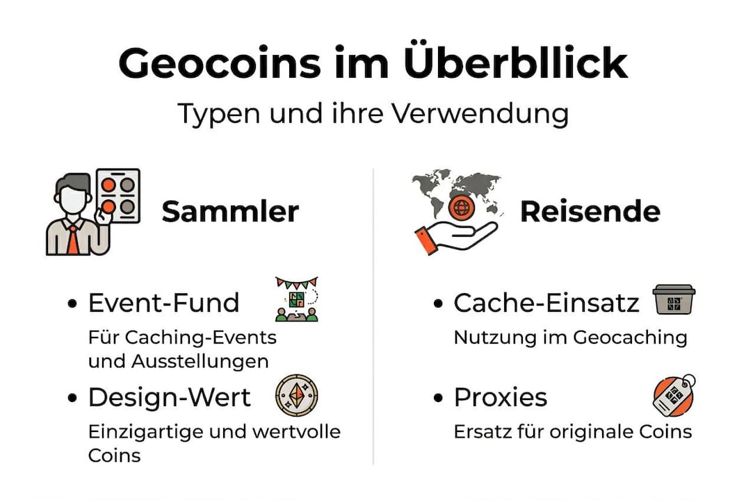 Übersicht: Verschiedene Geocoin-Typen und wie sie eingesetzt werden