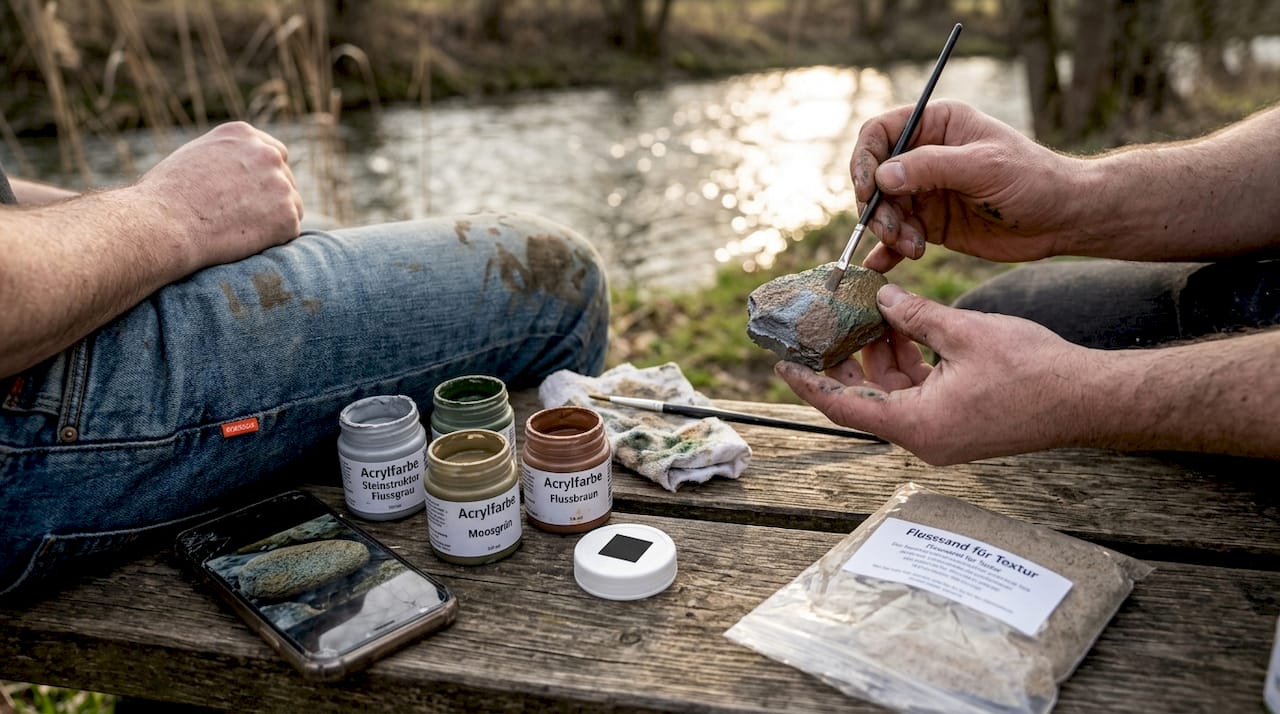 Mit viel Kreativität und Liebe zum Detail wird hier eine Geocache-Dose von Hand bemalt und individuell gestaltet.