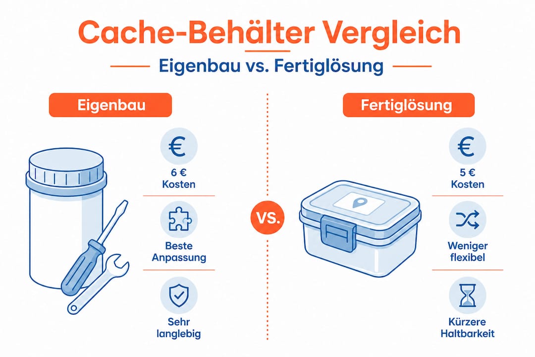 Infographic: Comparison of homemade cache containers versus ready-made solutions