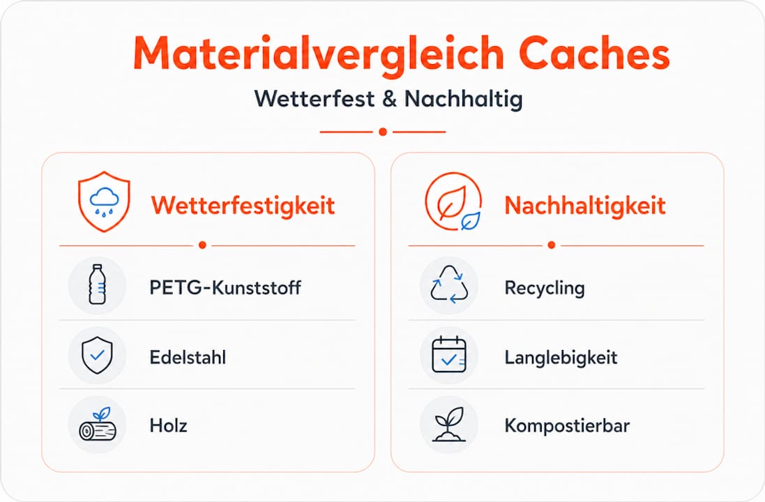 Infografik: Materialien im Vergleich – Wetterbeständigkeit und Nachhaltigkeit auf einen Blick