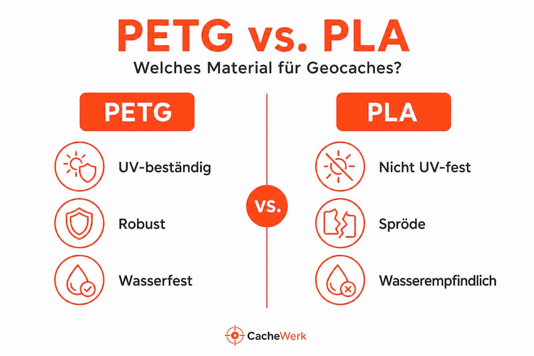 Infographic: PETG vs. PLA – Which filament is better for geocaching?