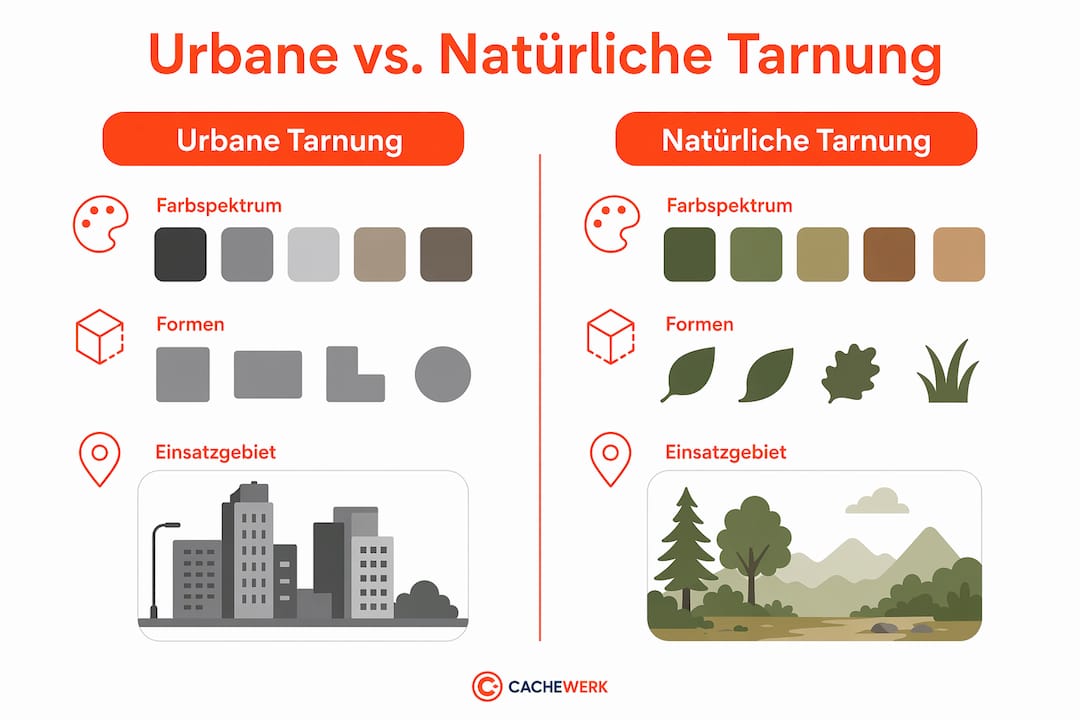 Infografik: Stadt-Tarnung vs. Natur-Tarnung im direkten Vergleich