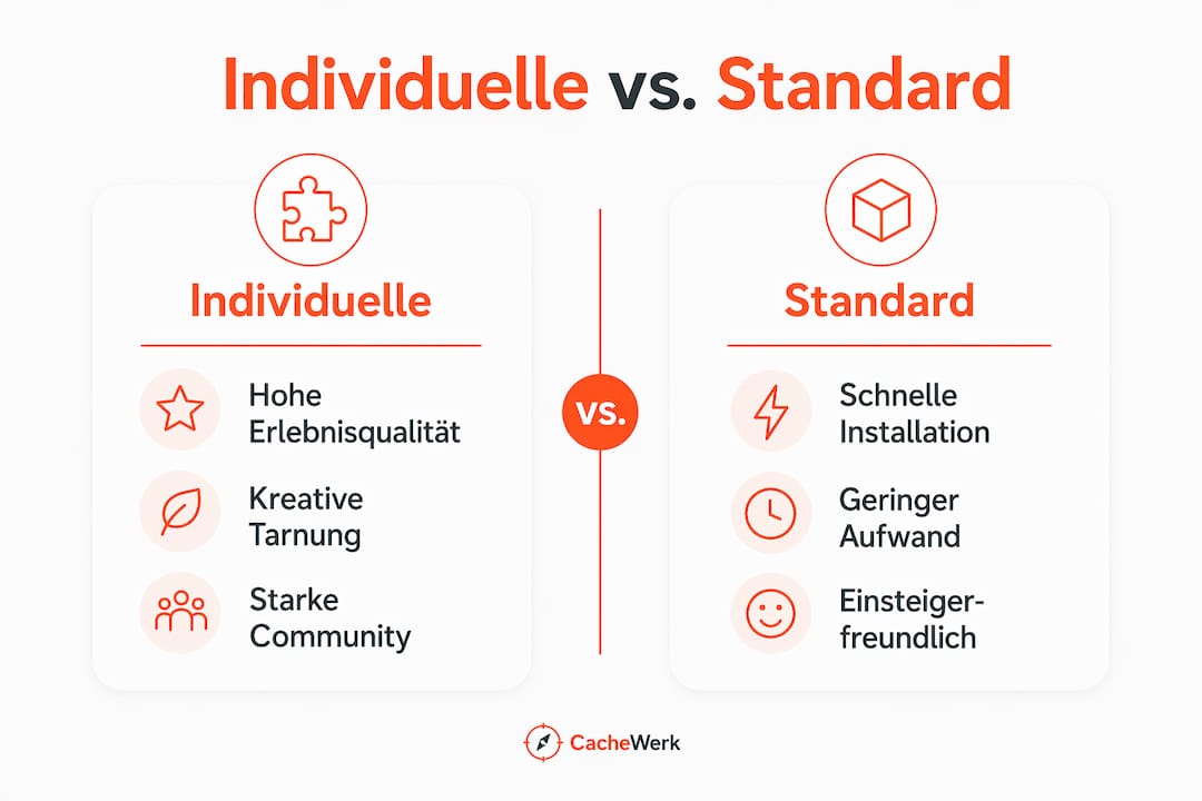 Infografik: Individuelle Verstecke im Vergleich zu klassischen Standardlösungen