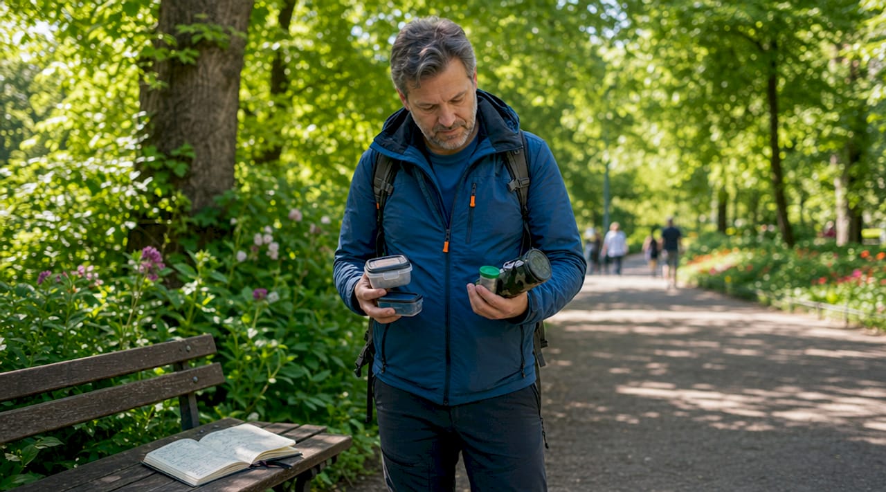 Langjähriger Geocacher, immer ausgestattet mit eigenen Cache-Dosen und einem Notizbuch für Fundberichte.
