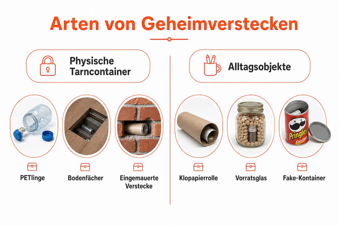Übersichtsgrafik: Die beliebtesten Versteckarten beim Geocaching im Vergleich