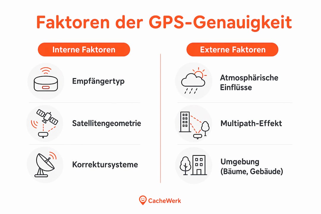 Infografik: Welche Faktoren beeinflussen die Genauigkeit von GPS – ein Überblick im Vergleich