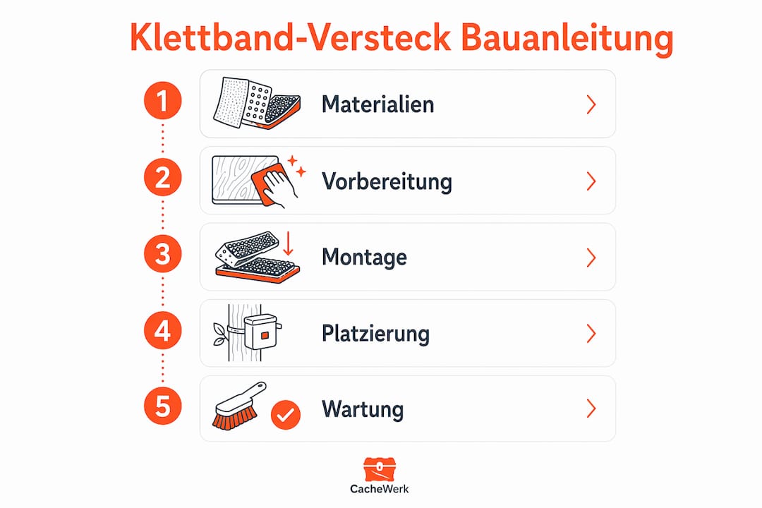Grafik mit Schritt-für-Schritt-Anleitung für clevere Klettband-Verstecke