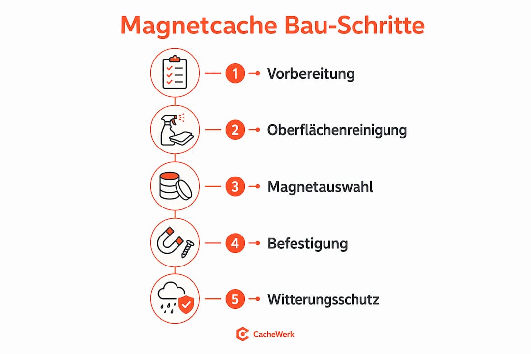 Schritt-für-Schritt-Anleitung: So baust du deinen eigenen Magnetcache (Infografik)