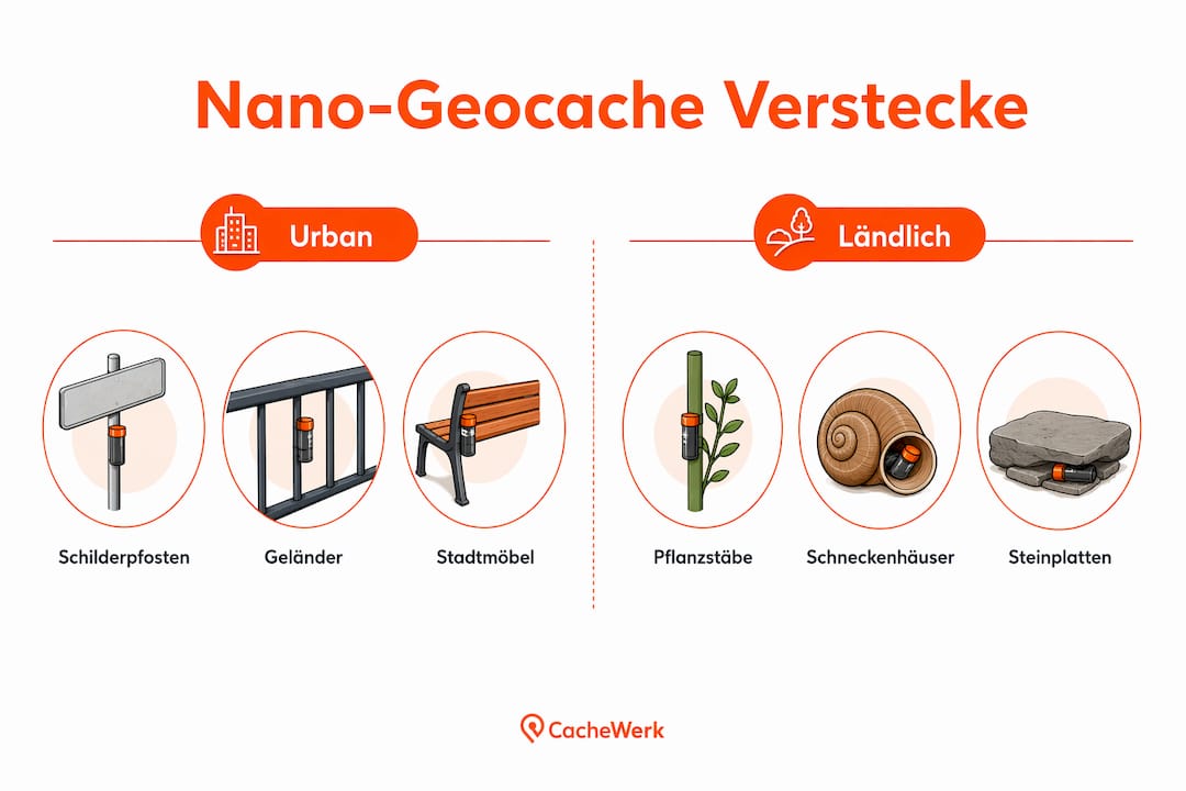 Grafik mit cleveren Nano-Verstecken in Stadt und Land