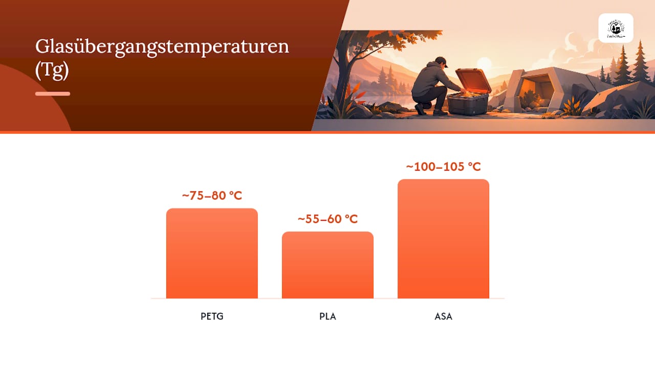 Vergleichstabelle der Kunststoffe PETG, PLA und ASA auf einen Blick