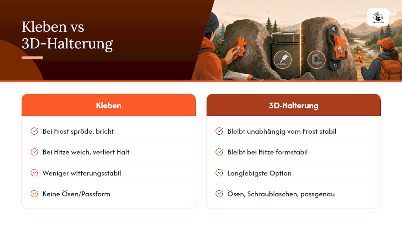 Vergleich zwischen Kleber und mechanischer Befestigung