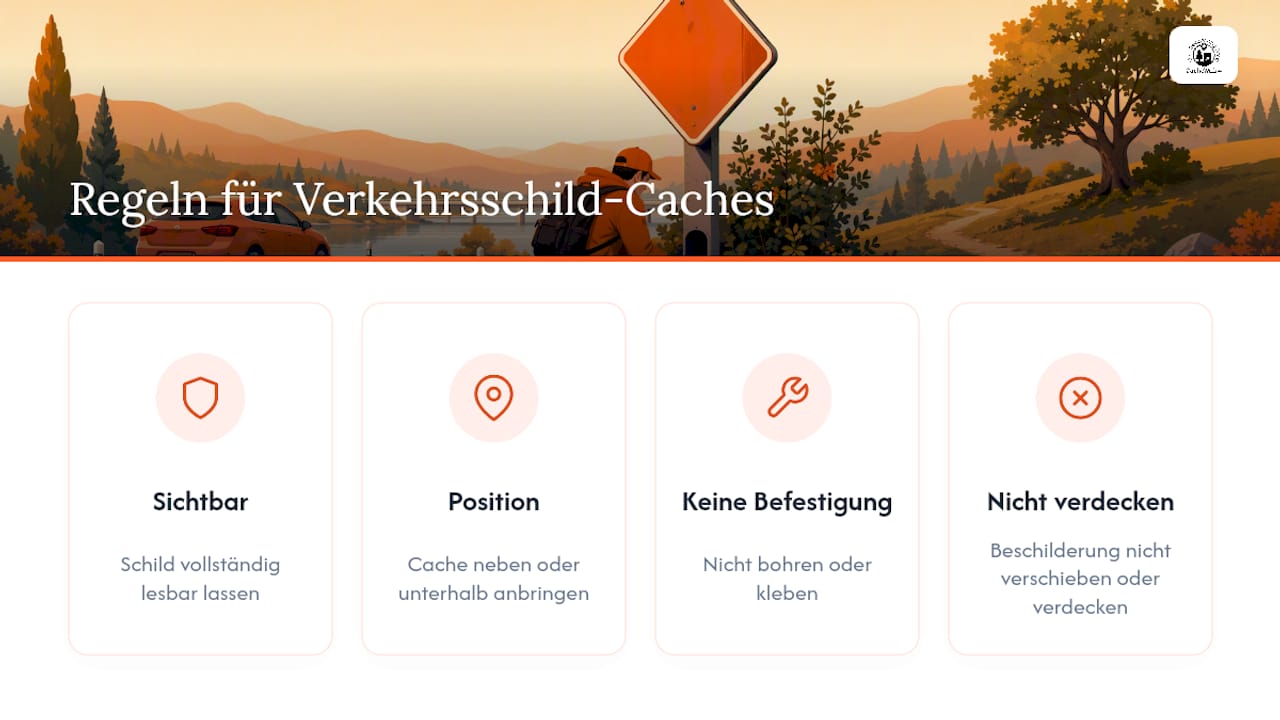 Richtlinien für eine sichere Cache-Platzierung an Verkehrsschildern