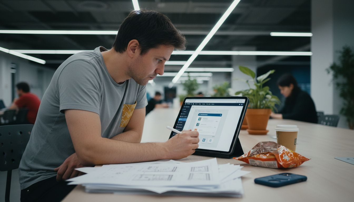 Designer using AI tools for web layout