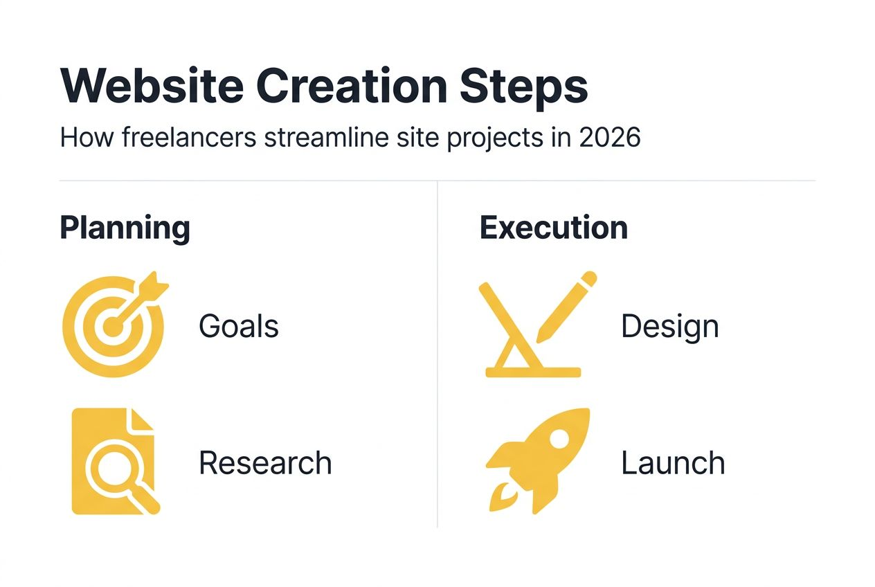 Website design workflow infographic for freelancers