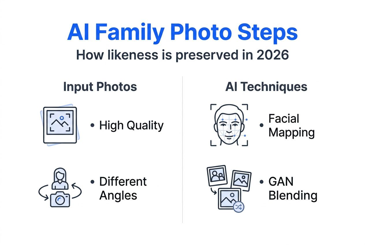 Infographic steps for realistic AI family photos