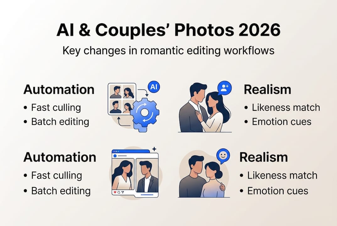 Infographic showing AI editing changes for couples