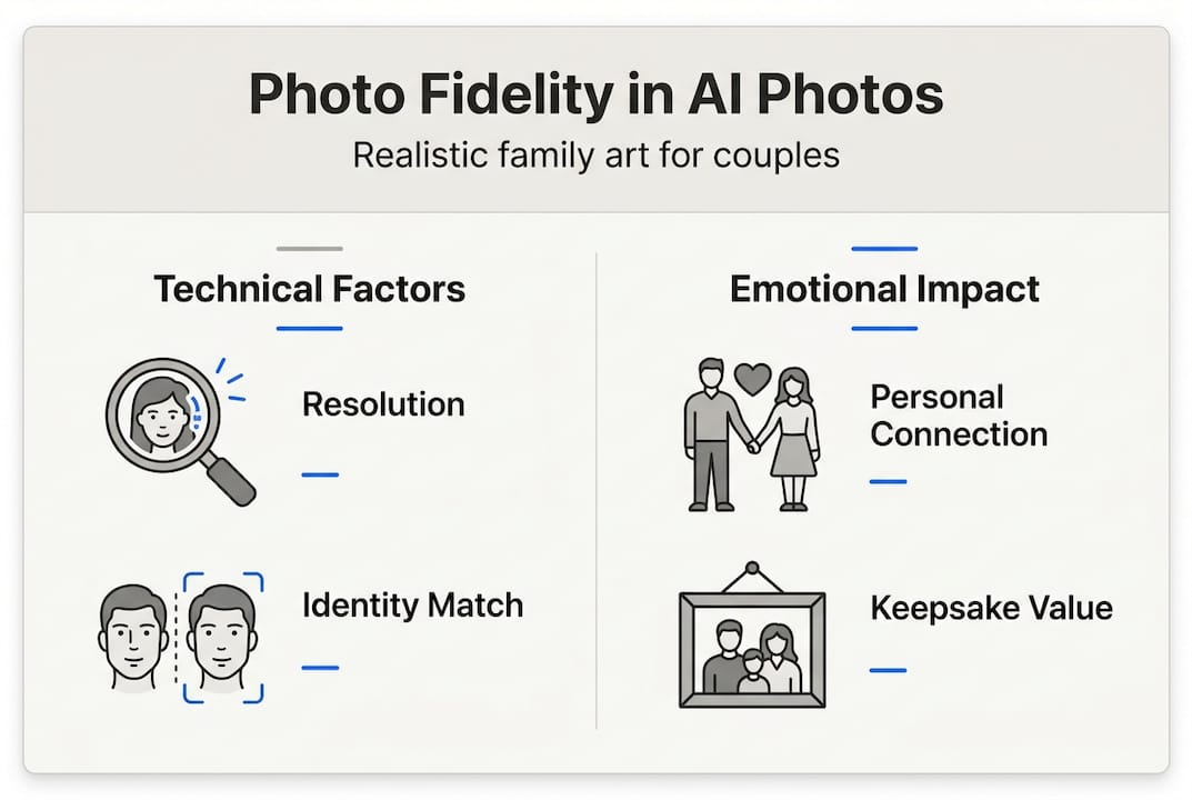 Infographic of AI family photo fidelity factors