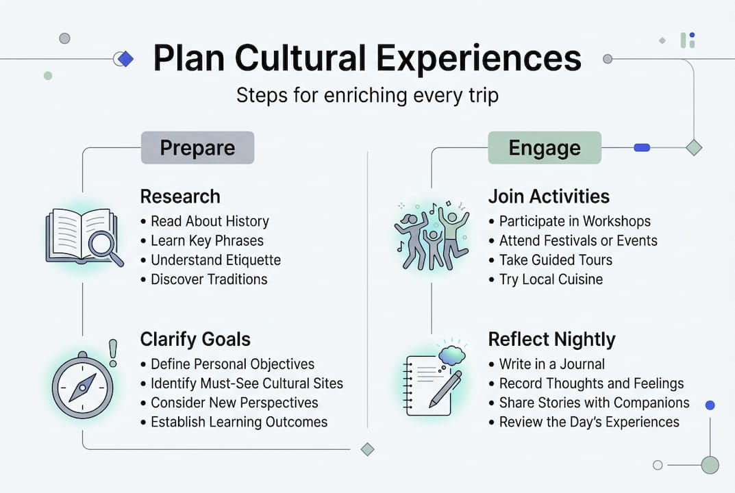 Infographic on steps for cultural travel