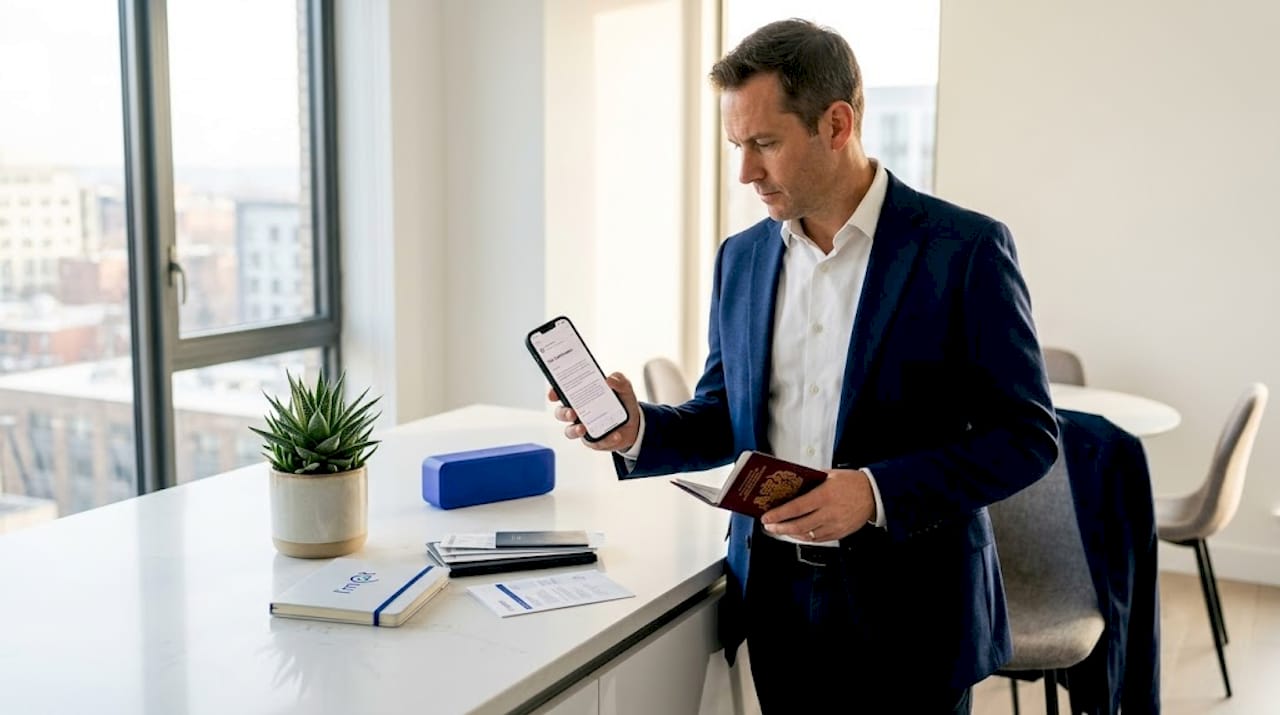 Man verifying tour details on smartphone