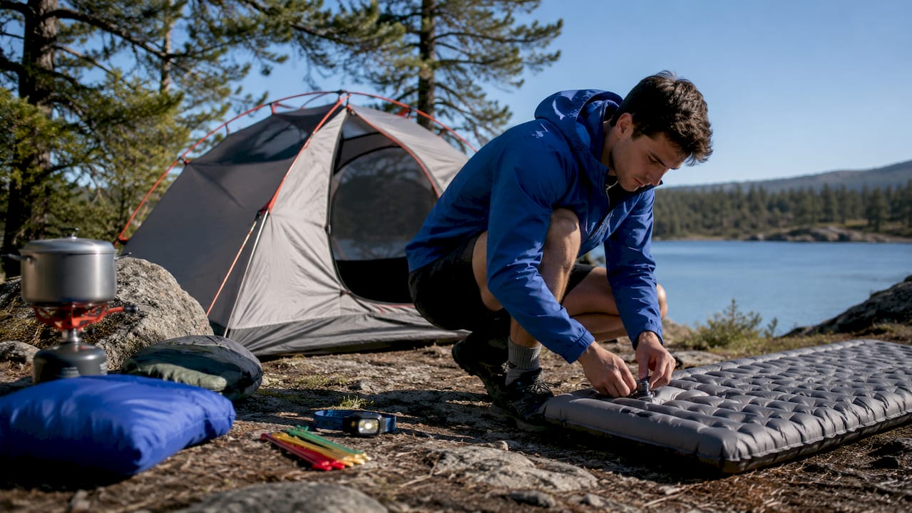 Backyard setup testing camping gear