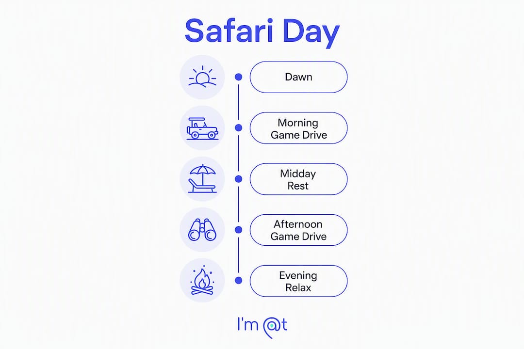 Infographic showing stages of safari day