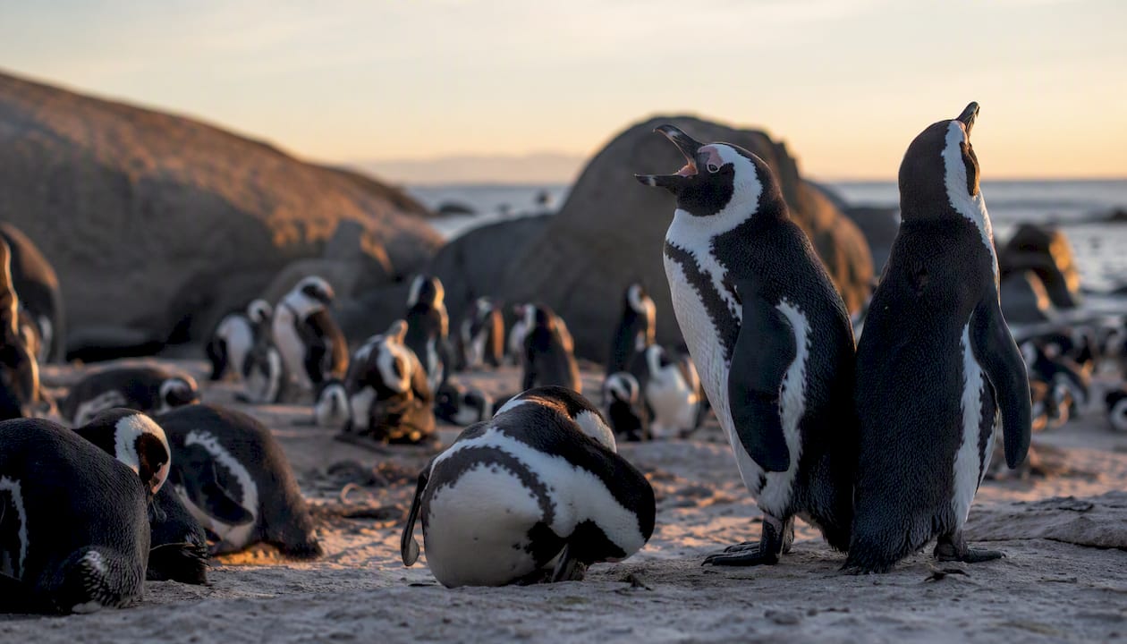 Penguin colony on rocks at Boulders Beach