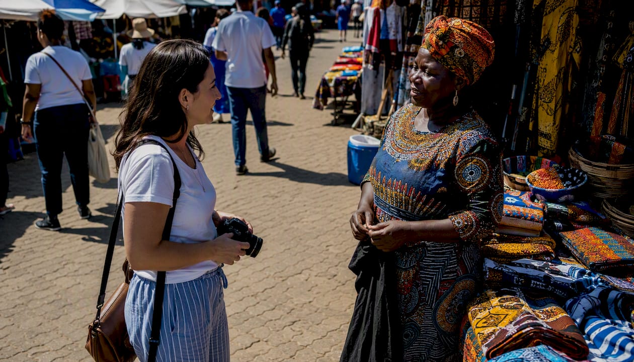 Visitor politely asks permission for photo in Soweto