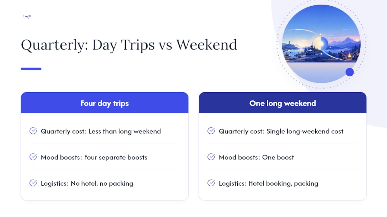 Financial savings comparison of day trips and overnight stays