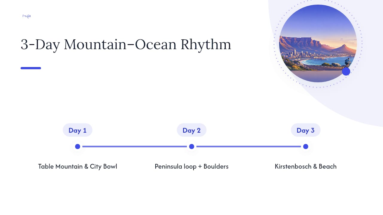Three-day Cape Town itinerary balancing mountain and ocean days