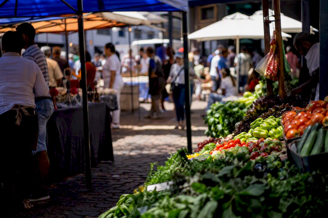 Colorful outdoor food and craft stalls at Market on Main