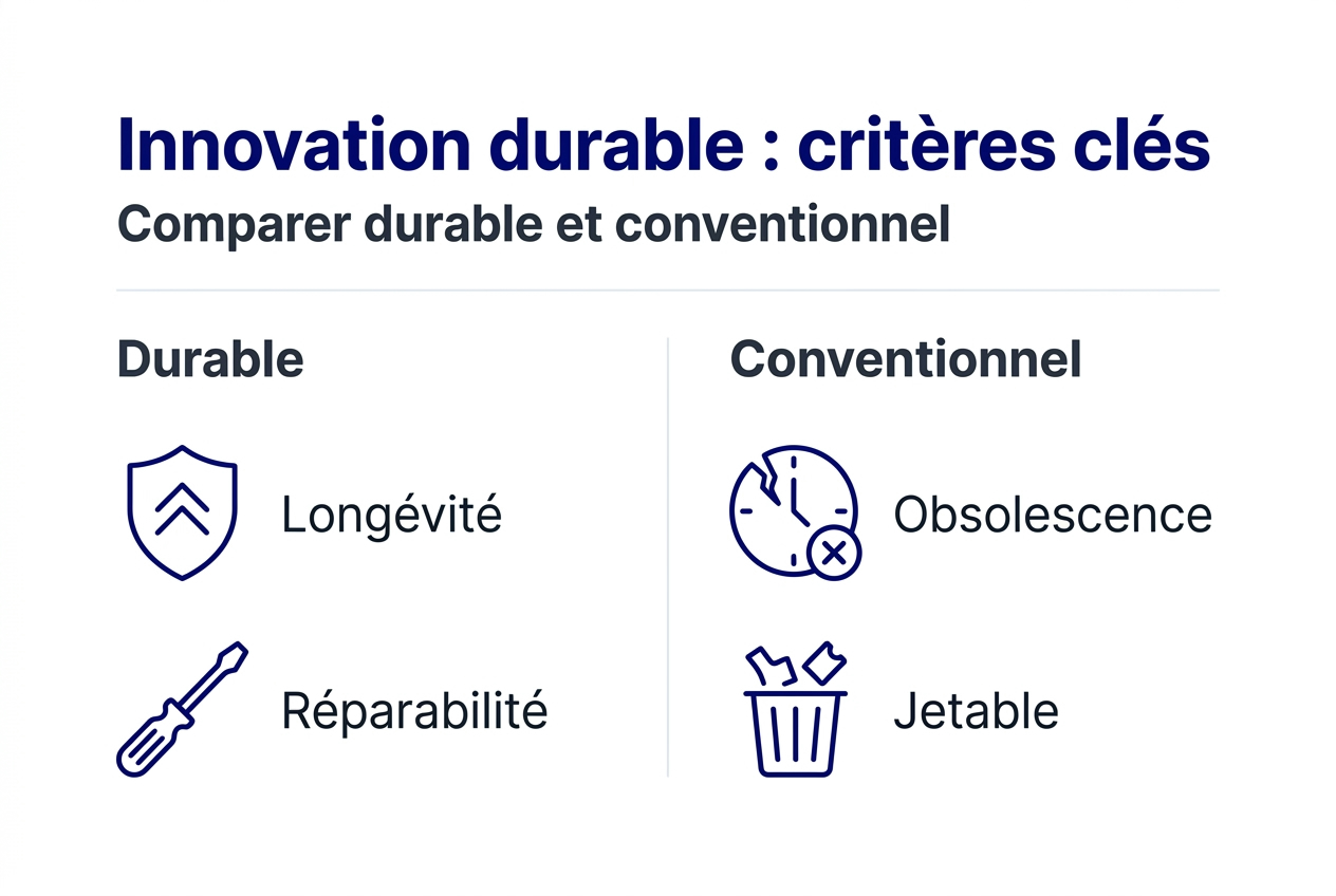 Infographie : critères pour distinguer l’innovation durable de l’approche conventionnelle