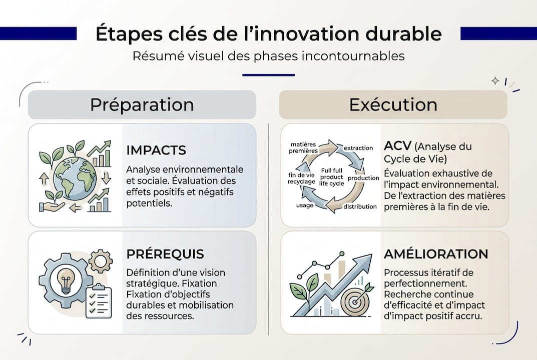 Découvrez en infographie les différentes étapes clés pour réussir une innovation responsable et durable.