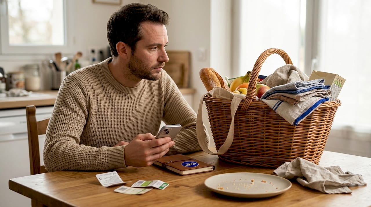 Un homme examine différents produits pour faire un choix éthique et responsable.