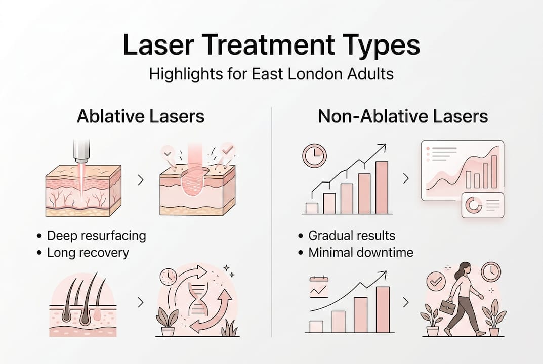 Infographic comparing ablative and non-ablative lasers