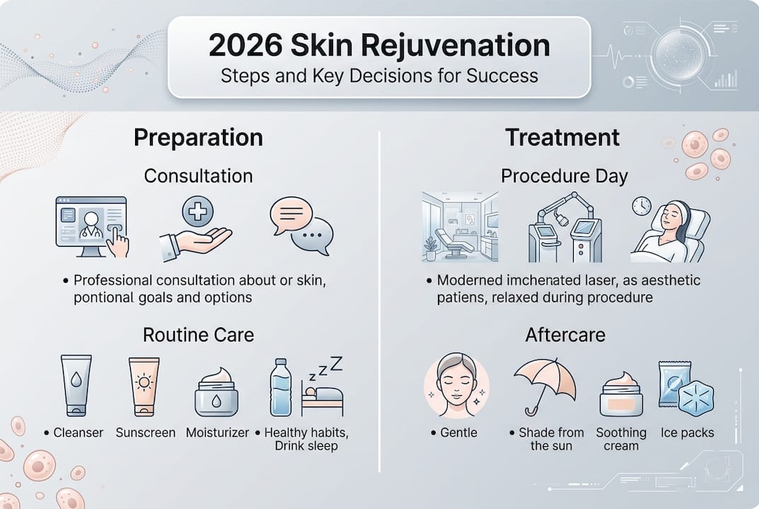 Infographic of skin rejuvenation steps and key stages